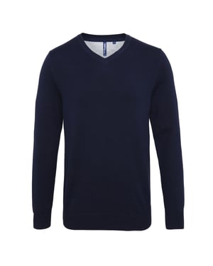 Asquith & Fox Mens Cotton Rich V-Neck Sweater (French Navy)