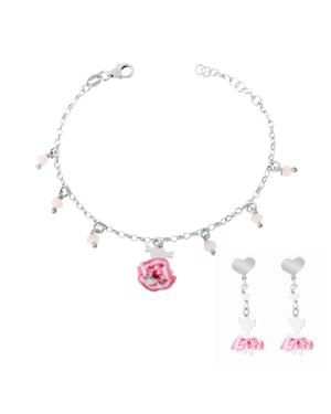 Orphelia 'Schattig' Kinder 925 Sterling Zilveren Set: Armband + Oorbellen - Zilver SET-7133