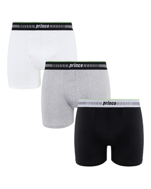 Prince Performance Range 3 Pack Zwart Grijs Wit Heren Boxers MUXPR063