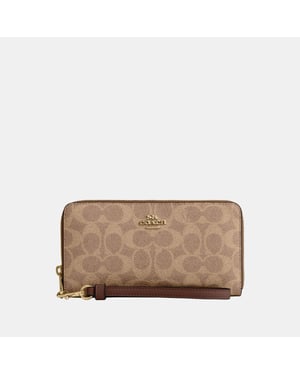 Long Zip Around Wallet in Signature Canvas