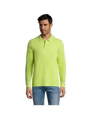 SOLS Heren Perfect Effen Piqué Poloshirt met Lange Mouwen (Appelgroen)