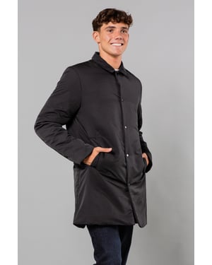 Black Mid-Length Coat With Collar