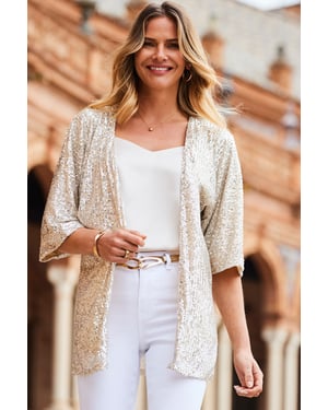 Champagne Gold Sequin Kimono Jacket