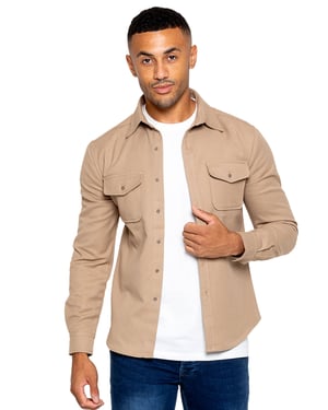 Enzo | Heren Getextureerd Overshirt - Zand