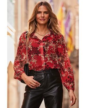 Red Paisley & Animal Print Shirt