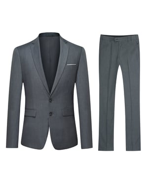 2-delad slim fit grå kostym med två knappar för herrar