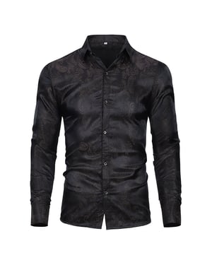Slim Fit broderad svart Paisley-skjorta