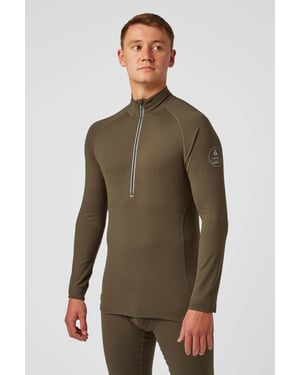 Bodyfit Zip Neck Baselayer Dark Khaki