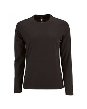 SOLS Womens/Ladies Imperial Long Sleeve T-Shirt (Deep Black)