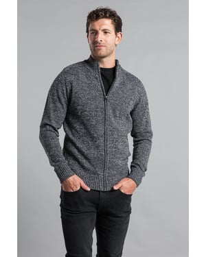 Black Recycled Cotton Blend Zip-Through Cardigan