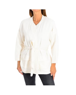 Long cardigan and knotted belt 8998 woman