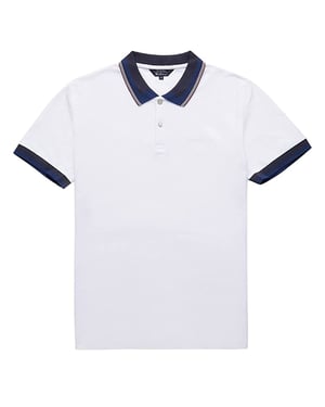 Ben Sherman Classic Stripe Collar Mens White Polo Shirt