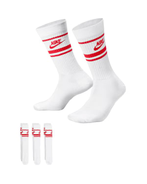 Nike DX5089 Unisex Dri-FIT Sportswear Everyday Essential Crew Socks (3 Pair) White