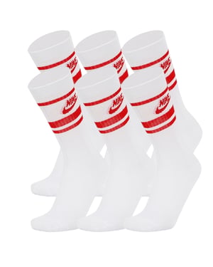 Nike DX5089 Unisex Dri-FIT Sportswear Everyday Essential Crew Socks (6 Pair) White
