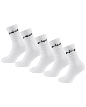 Prince Tennis 5-Pack Mens White Socks