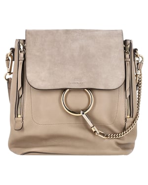 Chloé Faye Backpack in Beige Leather and Suede