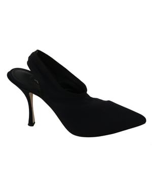 Dolce & Gabbana Zwarte Jersey Stretch Sleehakken Slingback Schoenen