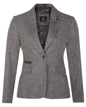 Dames Tweed jaren 1920 visgraatgrijze blazer