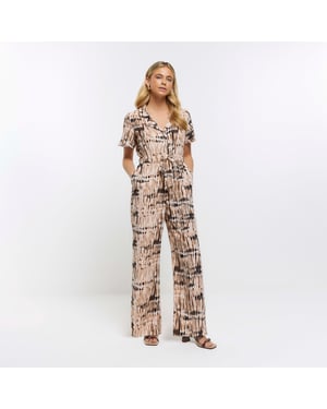 River Island Womens Jumpsuit Brown Animal Print