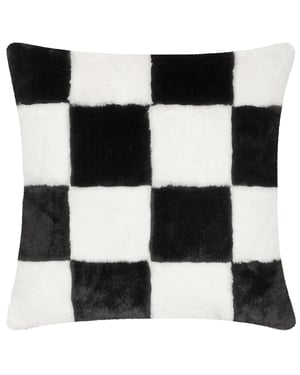 Heya Home Cozee Check Faux Fur Polyester Filled Cushion