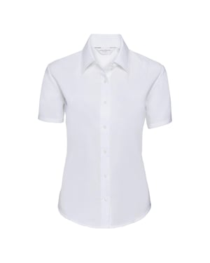 Russell Collection Ladies/Womens kortärmad Oxford-skjorta med lätt skötsel (Vit)