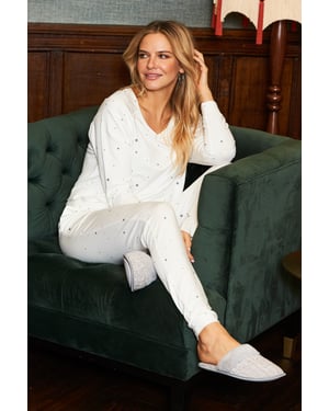 Cream Star Print Loungewear Joggers