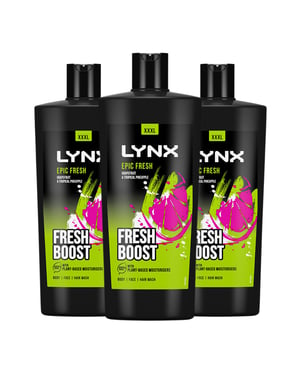 Lynx Epic Fresh Shower Gel Grapefruit & Tropical Pineapple Scent 700ml, 3 Pack