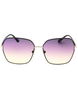 Tom Ford Claudia-02 Gradient Smoke Lens Glanzend zwarte zonnebril