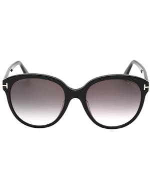 Tom Ford Gradient Smoke Lensed Glanzende zwarte plastic zonnebril