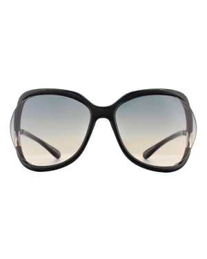 Tom Ford Square dames glanzende zwarte rook grijze gradiënt zonnebril