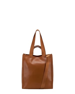 Smooth Leather Tote Shoulder Bag
