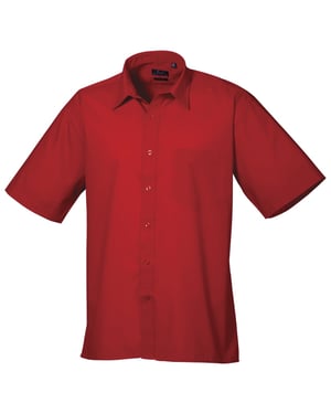 Premier Heren Korte Mouw Formele Poplin Gewoon Werk Shirt (Rood)