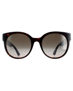 Gucci Cat Eye Dames Havana met blauwe en roodbruine gradiënt GG0035SN Zonnebril