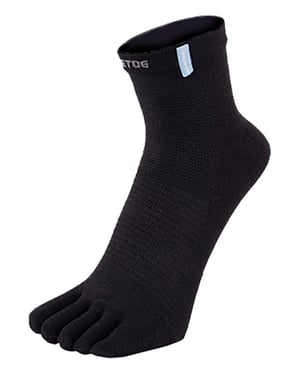TOETOE - Mens & Ladies Moisture Wicking Outdoor Trainer Liner Toe Socks - Black