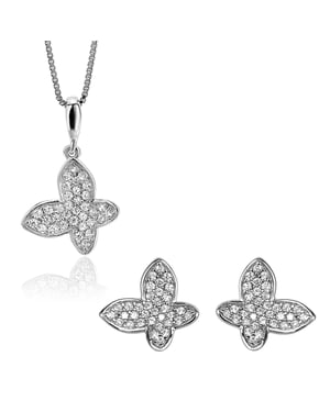 Orphelia 'Jolie ' Women's 925 Sterling Silver Set: Chain-Pendant + Earrings - Silver SET-7044