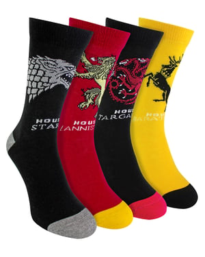 4 Pairs Mens Game of Thrones Socks | House of Dragon GOT Novelty Socks - Assorted