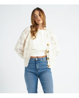 Cream Pointelle Cardgian