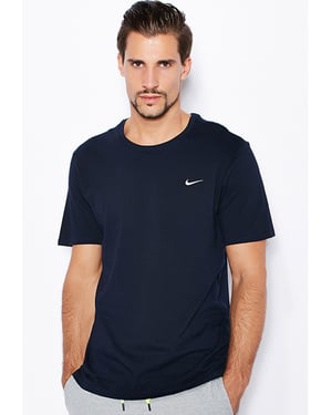 Nike T-shirt voor heren met geborduurd Swoosh Navy