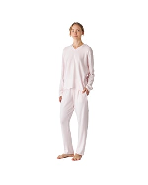 JJB5 Pyjamas med lång ärm och V-hals i mjuk trikå för kvinnor