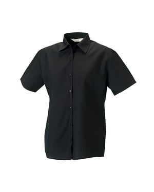 Russell Collection Womens/Ladies Poplin Easy-Care Short-Sleeved Formal Shirt (Black)