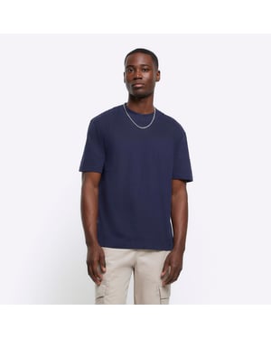 River Island Mens T-Shirt Navy Ri Studio Regular Fit