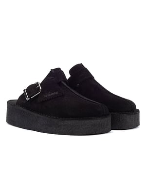 Clarks Original Trek Wedge Women's Black Suede Mules