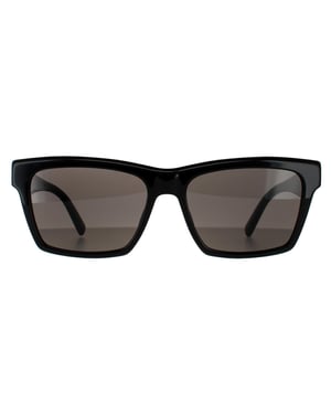 Saint Laurent Rectangle Unisex Shiny Black Dark Grey Sunglasses
