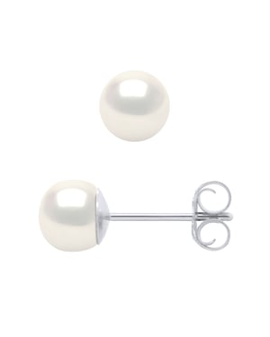Oorbellen Studs Gekweekte parels 5-6mm White Natural White Gold