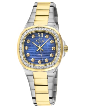 GV2 Potente Lady Blue MOP dial, 316L Stainless Steel Two toned IPYG Diamond Swiss Quartz Watch