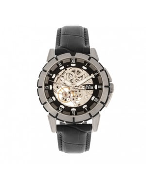 Reign Philippe Automatic Skeleton Leather-Band Watch