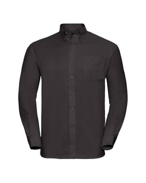 Russell Collection Mens Oxford Easy-Care Long-Sleeved Formal Shirt (Black)