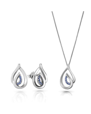 Orphelia 'Dazzle' Women's 925 Sterling Silver Set: Chain-Pendant + Earrings - Silver SET-7518/B