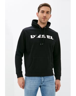 Diesel S Agnes BRO Heren Sweat Hoodie in Zwart