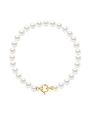 Armband Gekweekte Parels Zoetwater 6-7mm White Luxury Geel gouden gesp